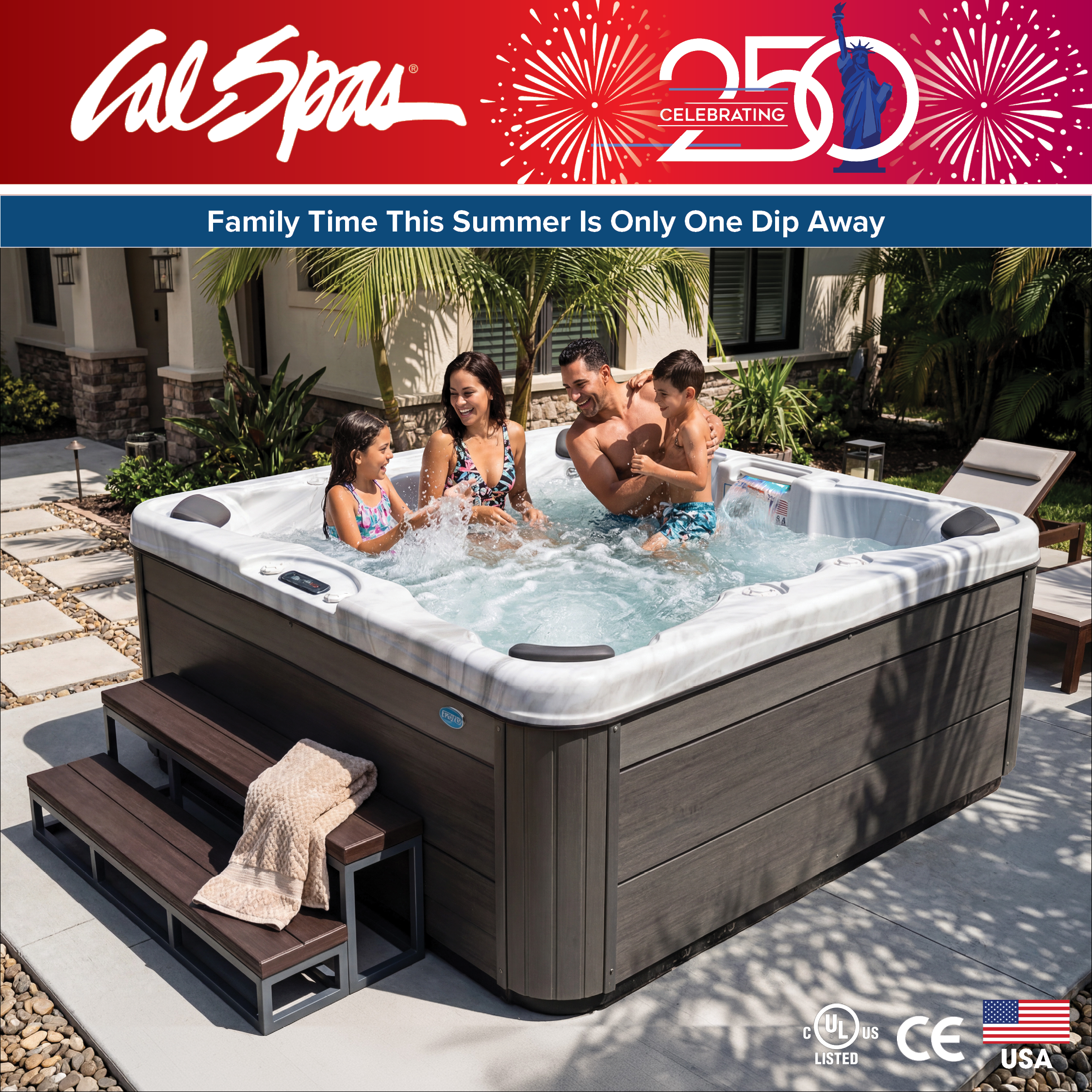 Calspas hot tub being used in a family setting - Huntington Park